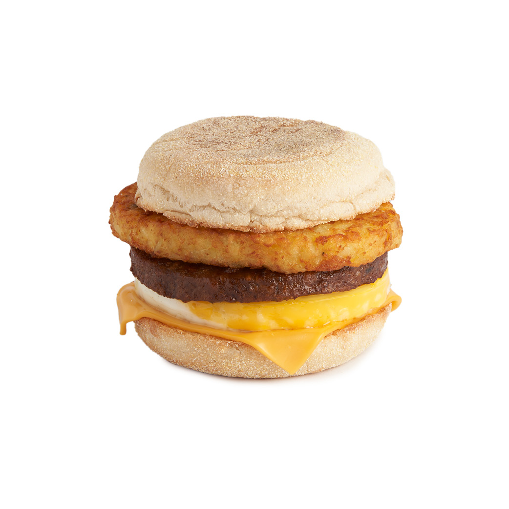 Veggie Sausage & Egg with Cheese Muffin Stack