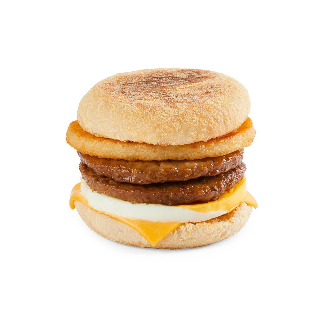Double Sausage & Egg with Cheese Muffin Stack